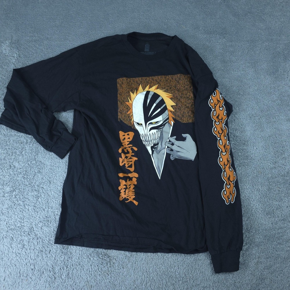 Ripple Junction Bleach T-Shirt Mens Large Black Ichigo Kurosaki Long Sleeve Tee